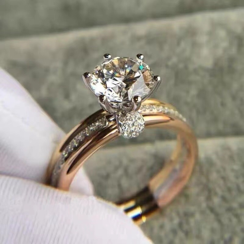 New Tri-color Micro Inlaid 3 carat D color Moissanite Diamond 925 silver Ring